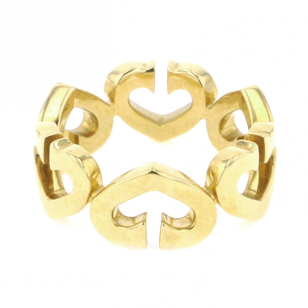 Cartier C Heart One Point Diamond Ring #49 18K Yellow Gold