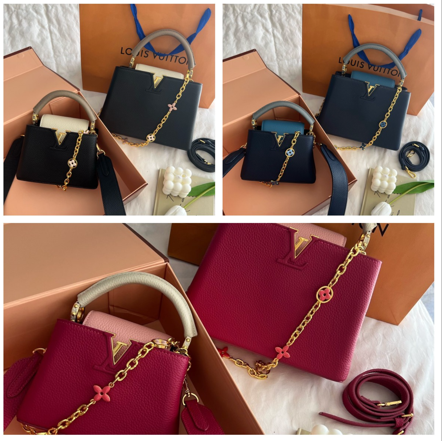 Louis Vuitton Capucines Mini Taurillon Cowhide Dark Pink 20Cm M20845