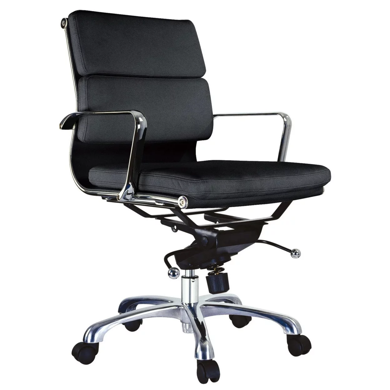 Elle 20 Inch Low Back Swivel Office Chair, Cushioned, Rolling Wheels, Brown, Saltoro Sherpi
