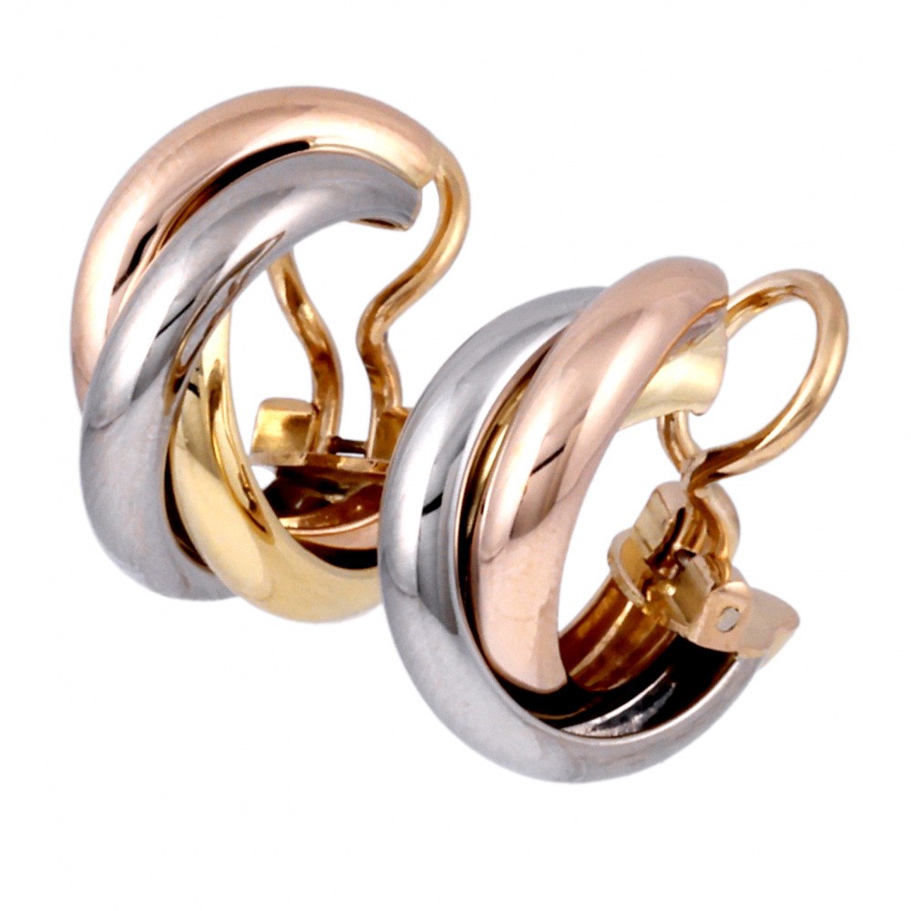 Cartier Trinity Earrings Tri-Gold
