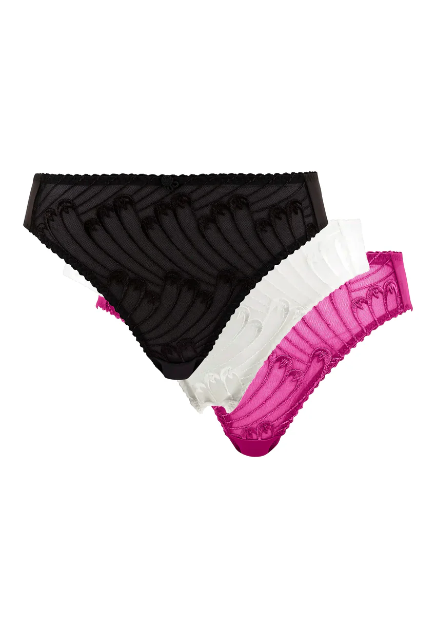 Lot de 3 slips Narcisse Noir, Ivoire et Fuchsia