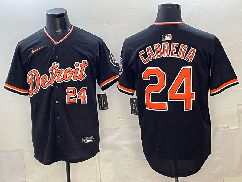 Men's Detroit Tigers Miguel Cabrera #24 Black Alternate Stadium Jersey