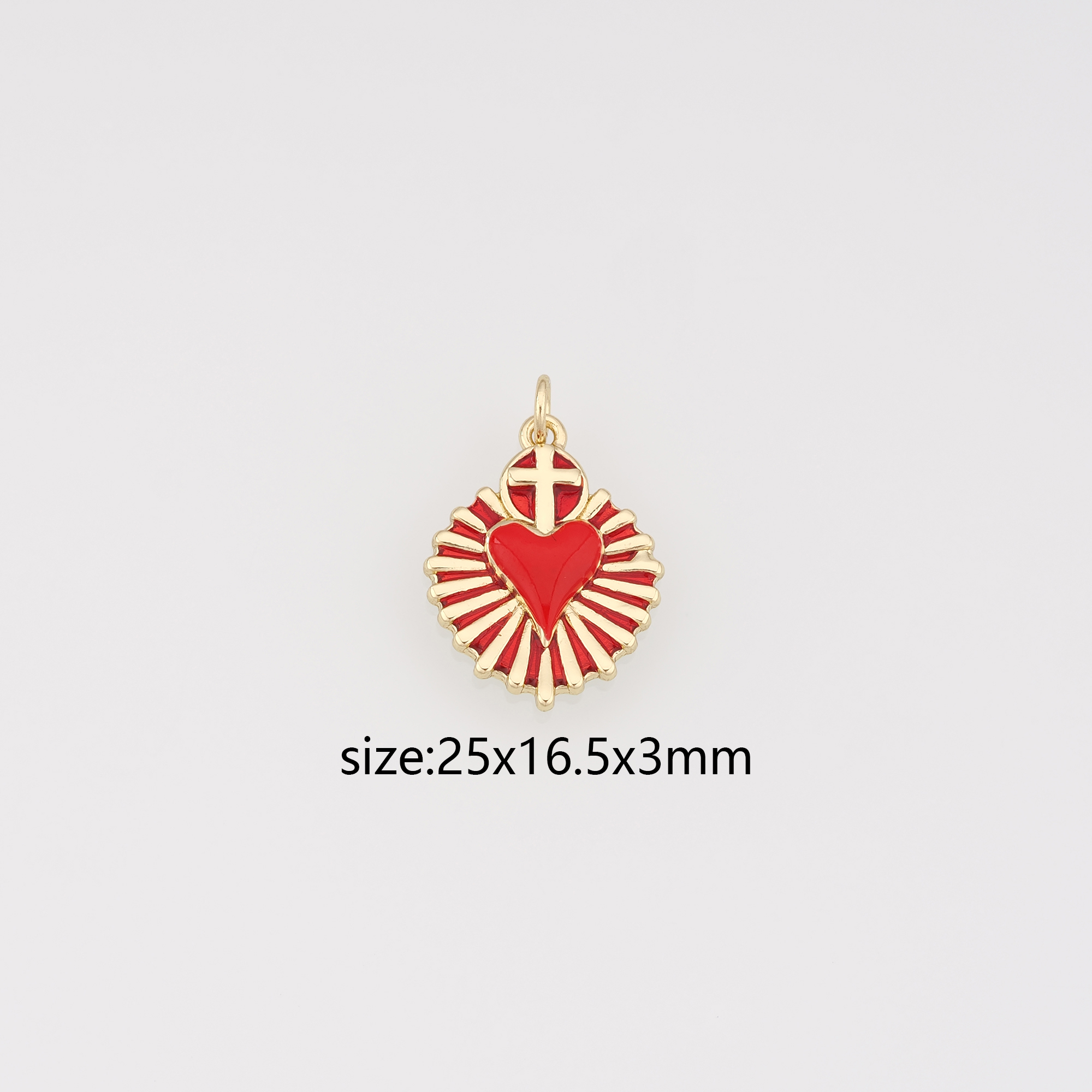 18K Gold Filled Sacred Heart Pendant,Enamel Sacred Heart Earrings Necklace for DIY Jewelry Making Supply