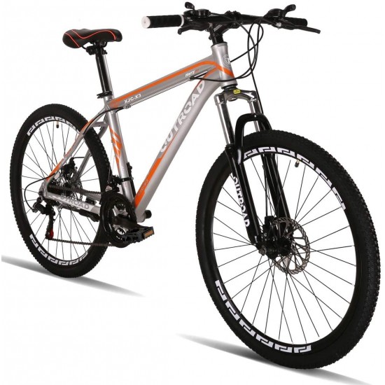 26 Inch Mountain Bike, Aluminum Alloy Frame Bike with 21 Speed Dual Disc Brakes, Front Suspension Anti-Slip Bike for Adult – Sliver