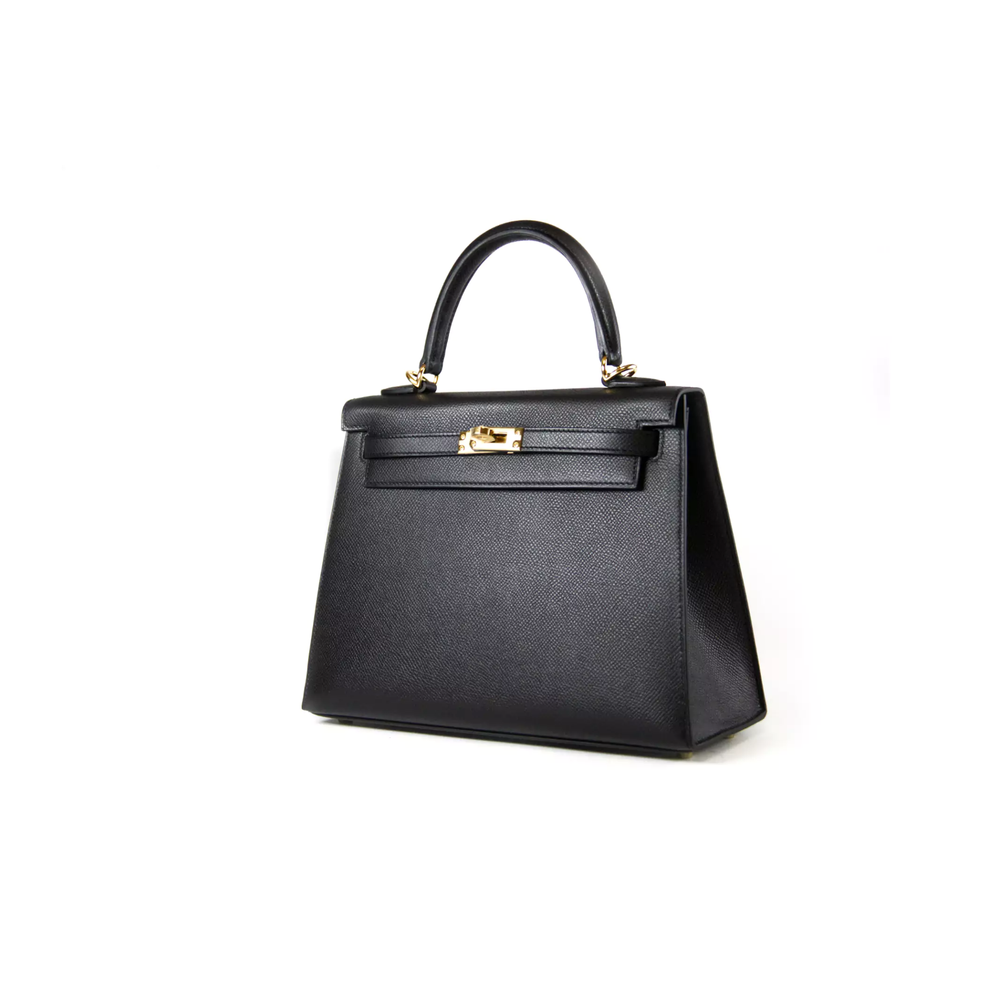 Hermes Kelly 25 Bag In Golden Black Epsom Leather For Women 25cm/10in