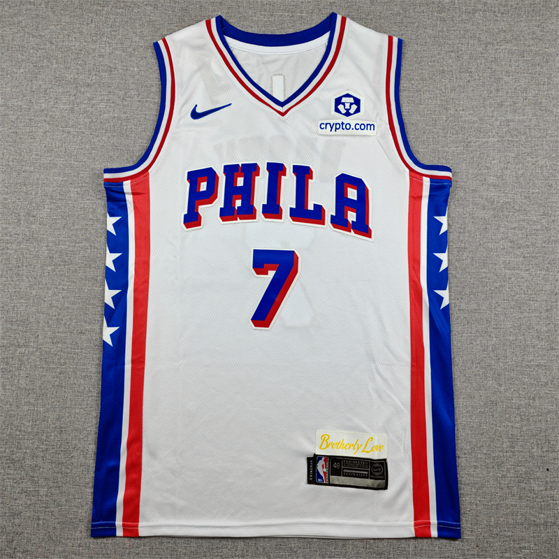Men's Philadelphia 76ers Jaylen Brown #7 White Swingman Jersey - Association Edition