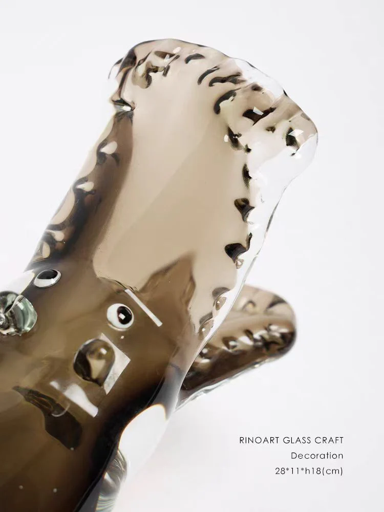 DC242 - Home Venice glass! Fat hippo mother and child ornament hand-colored paperweight foyer decoration