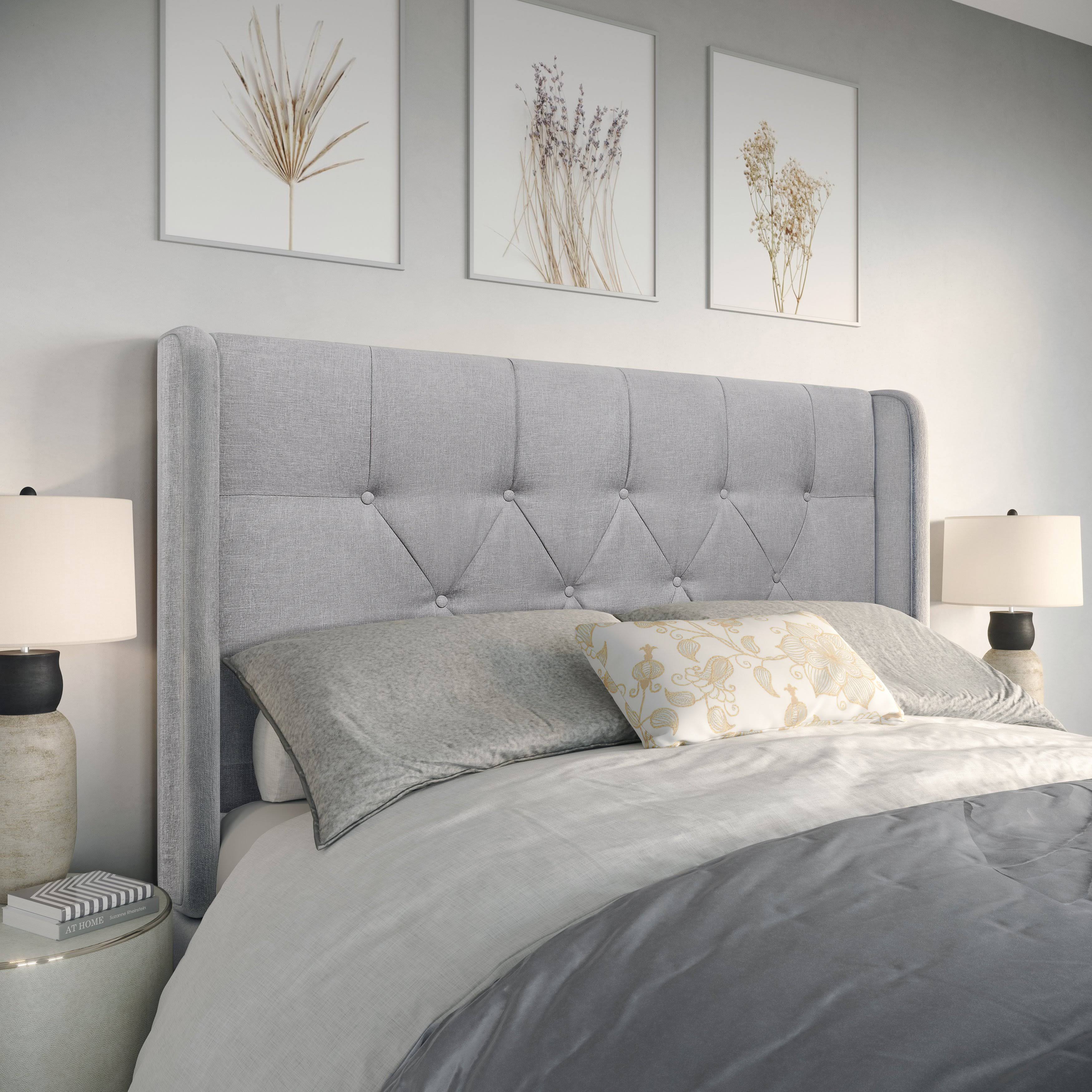Hilton Headboard Light Gray Linen King