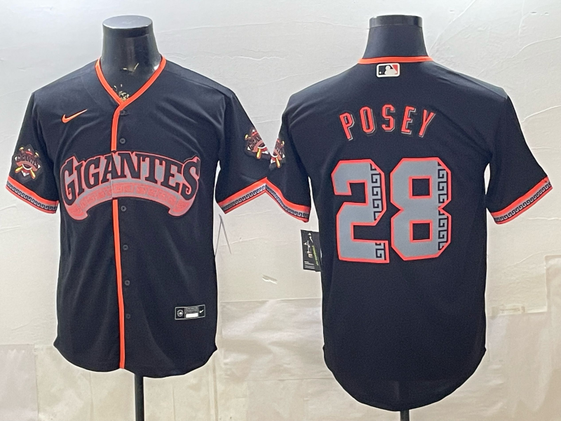 Men's San Francisco Giants Buster Posey #28 Black Alternate Stadium Jersey