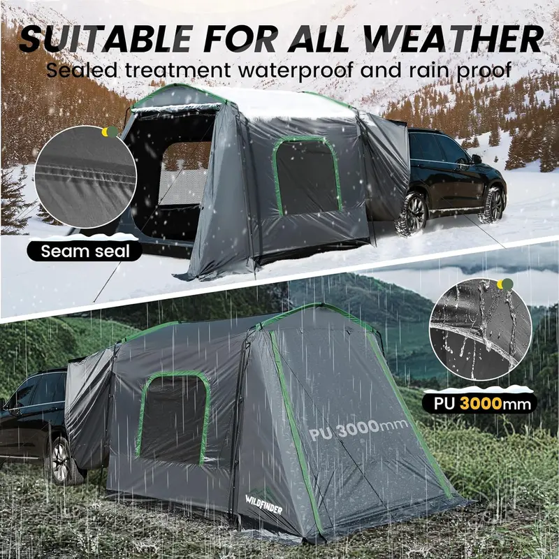 SUV Car Camping Tent — Waterproof, Windproof Rectangle Tent Fits 5–9 People