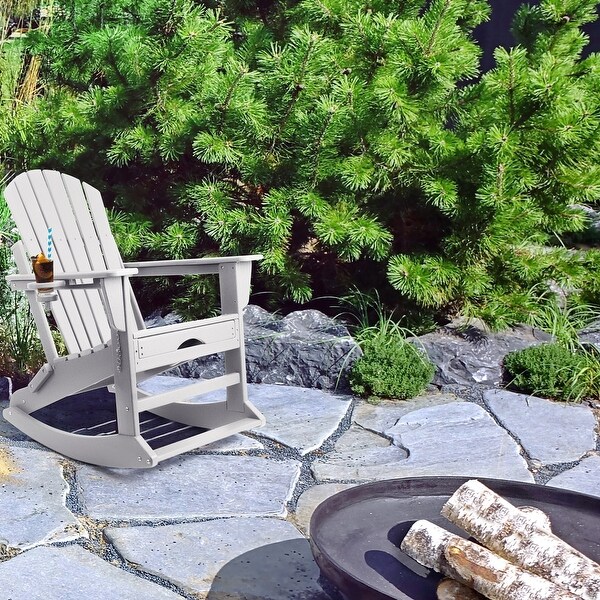 Vrakae Folding and Rocking Adirondack Chair with Ottoman