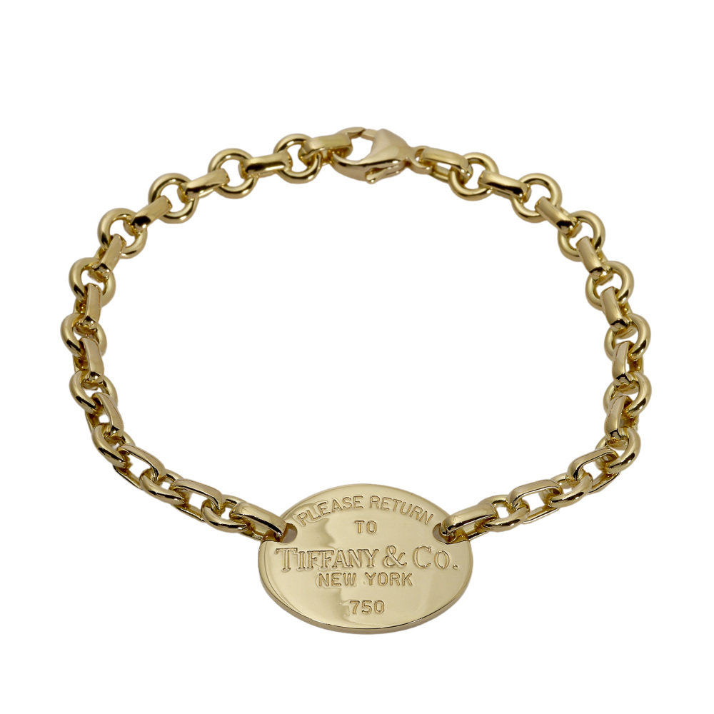 Tiffany & Co. Return To Oval Tag Bracelet 18K Yellow Gold