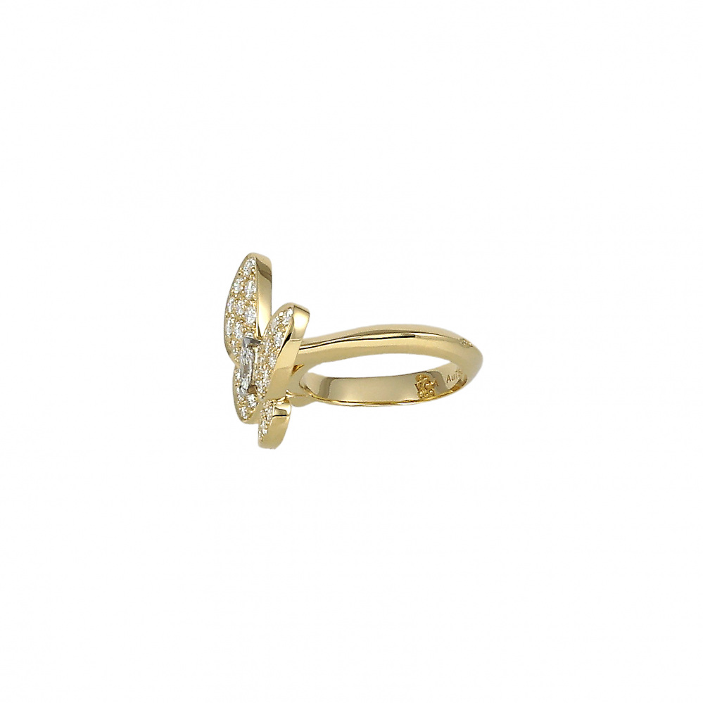 Van Cleef & Arpels Fauna de Papillon Ring 18K Yellow Gold Diamond VCARP3DQ00