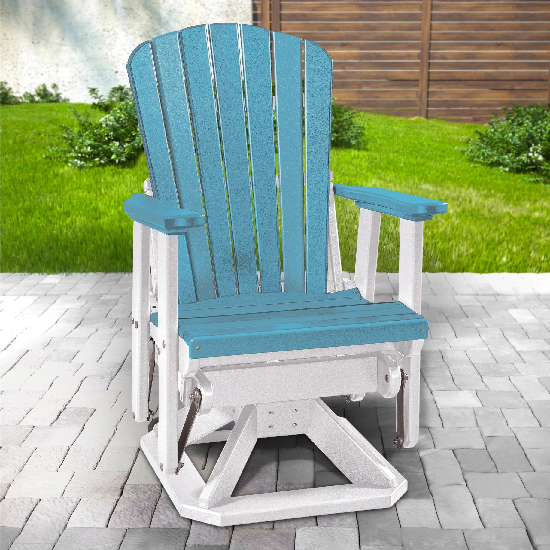 OS Home and Office Model 510ARW Fan Back Swivel Glider in Aruba Blue with White Base