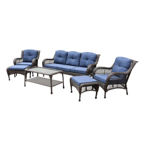 6piece Resin Wicker Patio Furniture Conversation Set with High Back