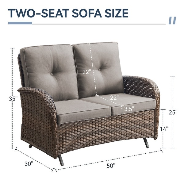 Gymojoy Stylish Patio Loveseat Glider Sofa with Cushions