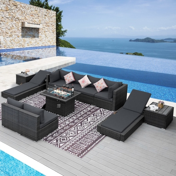 Nicesoul Patio Outdoor Furniture Modern Sectional Wicker Sofa Conversation Sets