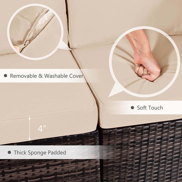 Costway 6PCS Patio Rattan Furniture Set Cushioned Sofa Coffee Table