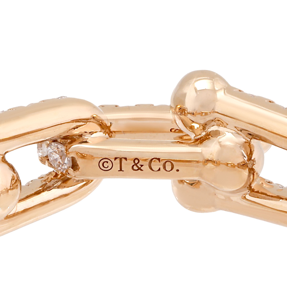 Tiffany & Co. Hardware Link Ring 18K Rose Gold Diamond 72670663