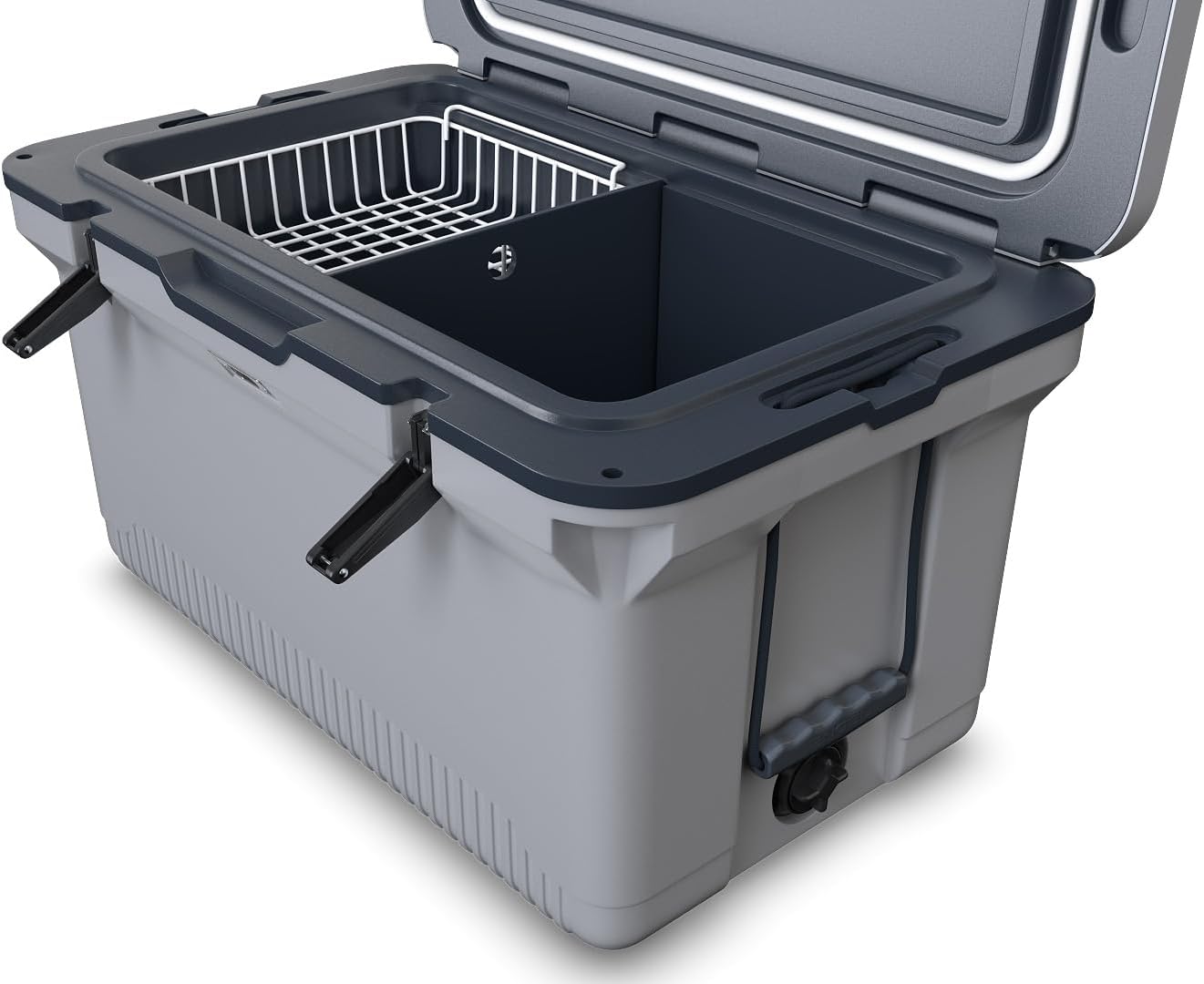 60 QT Ultra-Light Injection Molded Cooler - Ice Chest Keeps Ice up to 7 Days - Large Cooler Includes Wire Basket, Divider and Built-in Bottle Opener