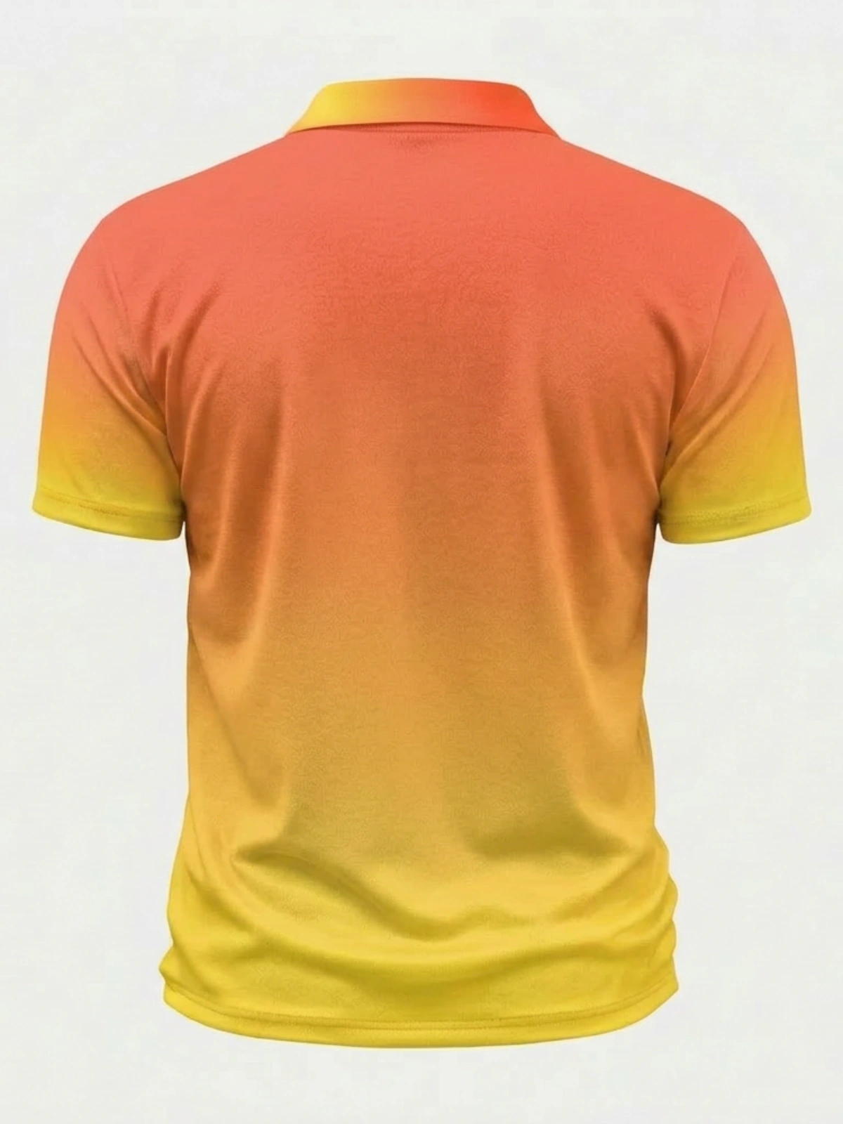 Moisture Wicking Golf Polo 3D Orange to Yellow Ombre Gradient Button Short Sleeve Golf Polo Shirt