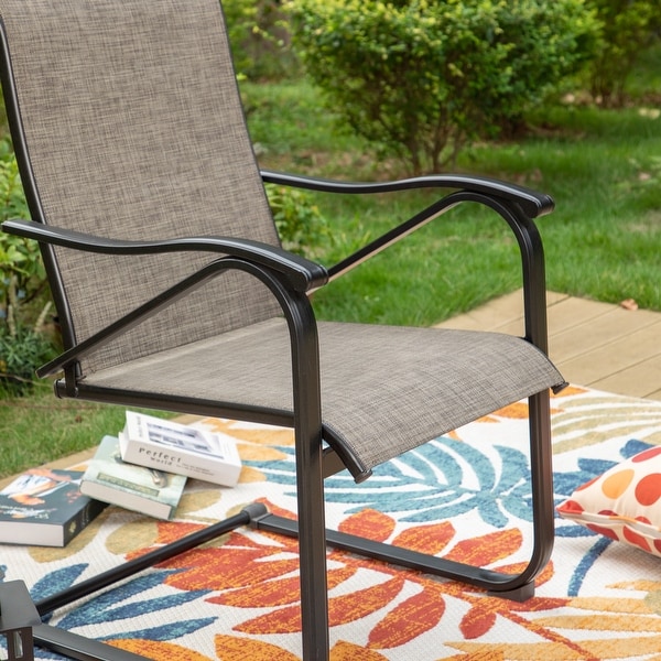 7Piece Patio Dining Sets ,6 Textilene Fabirc Chairs and 1 Metal Table with 2.1'' Umbrella Hole