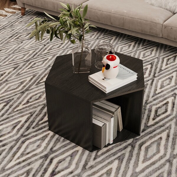 Hexagonal Coffee Table Side Table Nightstand Burmese Sumac 2PCS