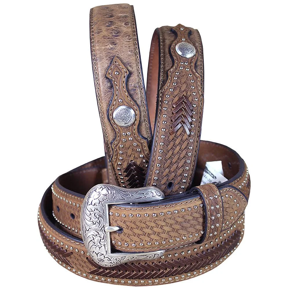 Nocona Mens Ostrich Overlay Belt