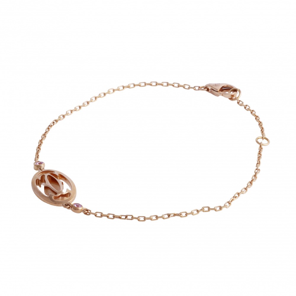 Cartier Logo Double C Bracelet 18K Rose Gold Sapphire