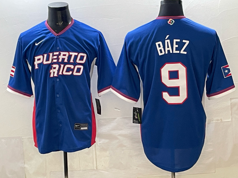 Men's Puerto Rico Baseball Javier Baez #9 Royal 2026 World Baseball Classic Stadium Jersey