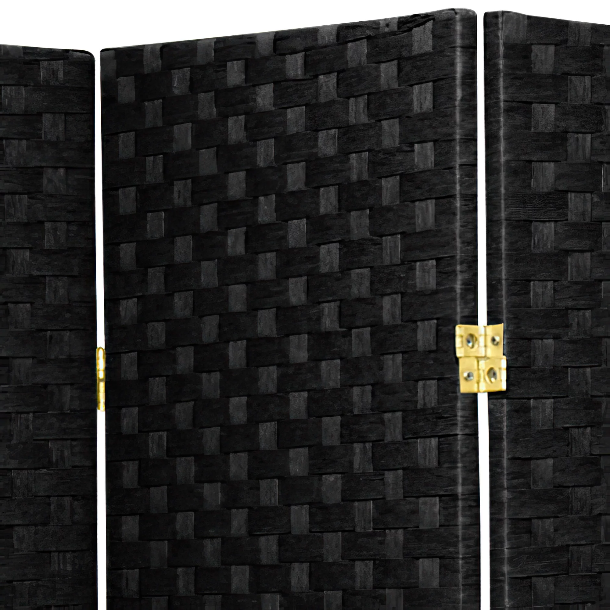 Oriental Furniture 7 ft. Tall Woven Fiber Room Divider - Black - 6 Panel