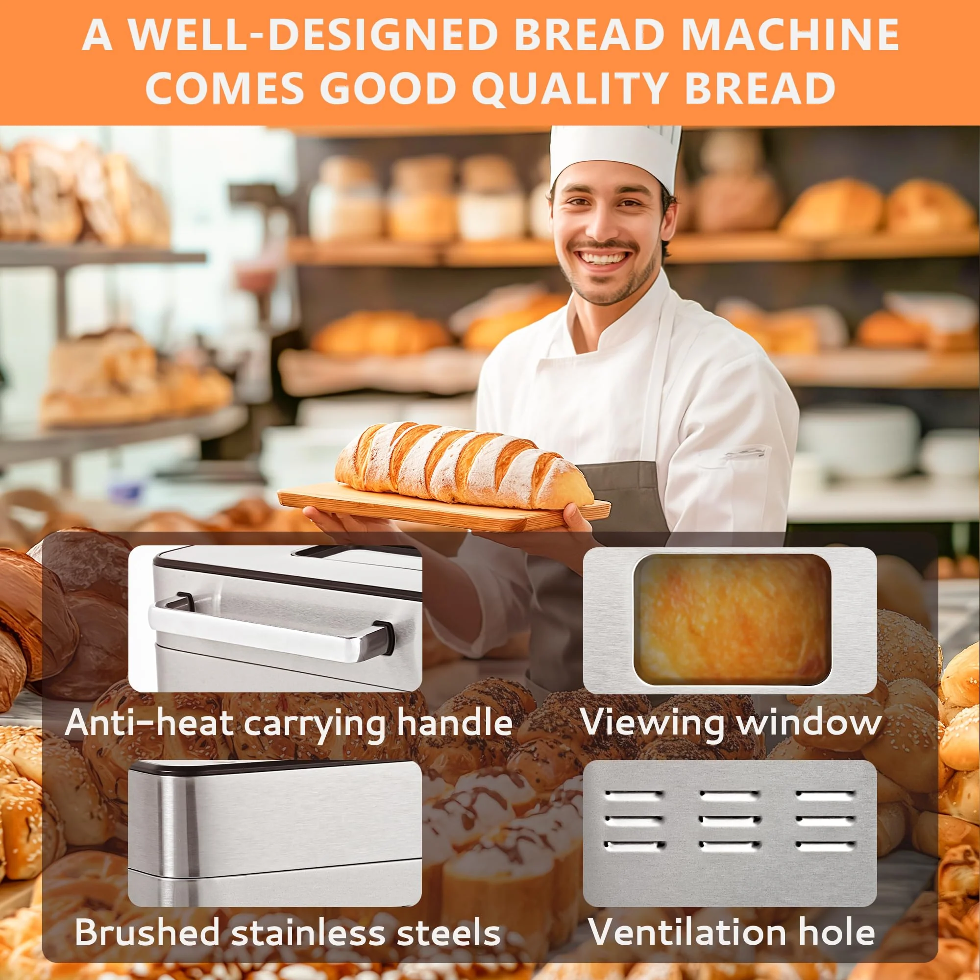 Bread Maker Machine 2LB Bread Maker Ideal for Family Gifts