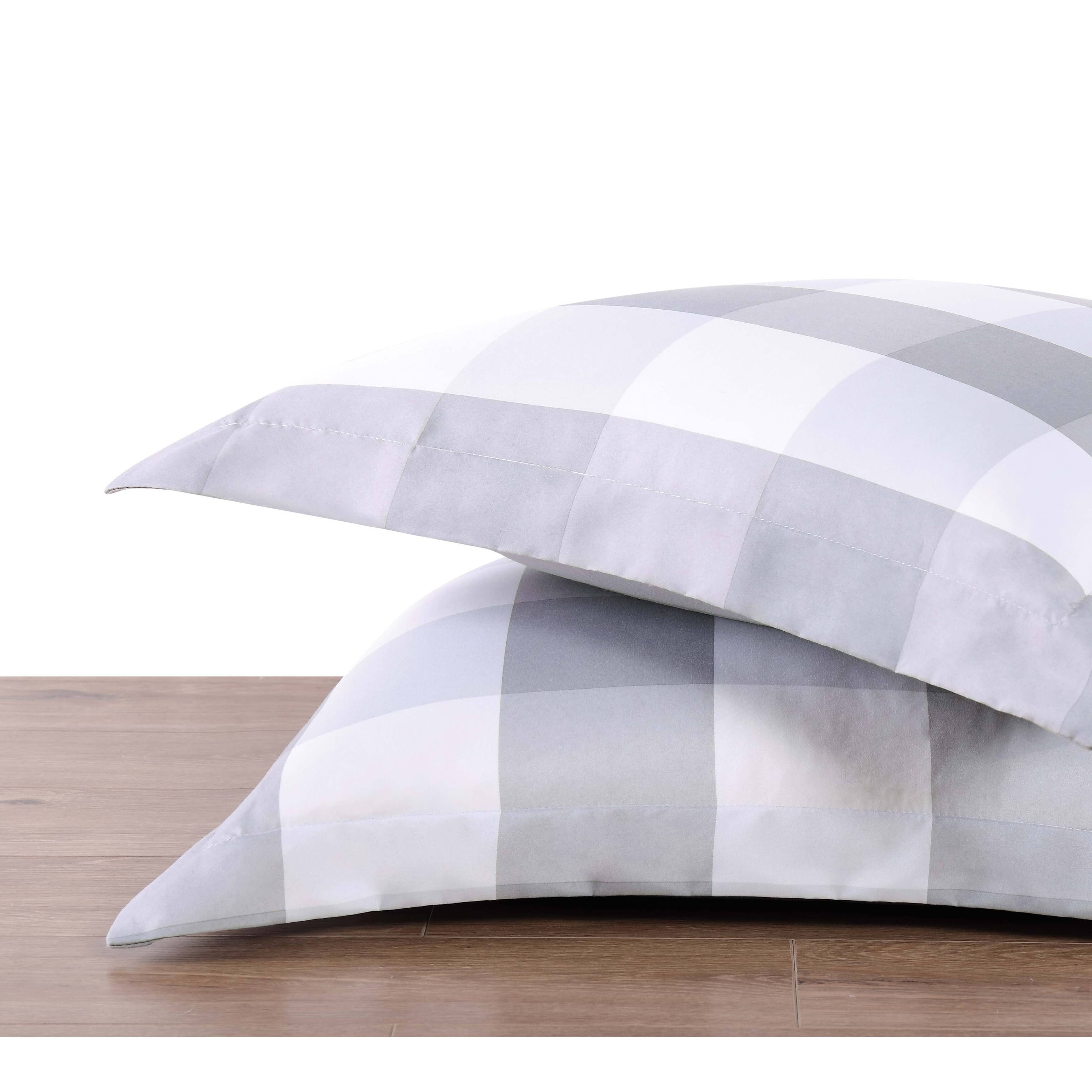 Truly Soft Everyday King Buffalo Plaid Duvet Cover Set Khaki/White