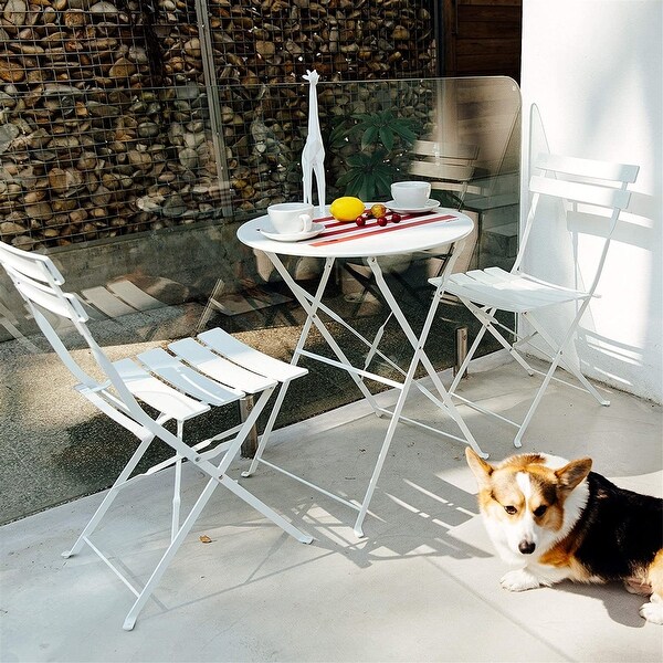 Outdoor Bistro Set with Garden Bistro Table and 2 Chairs,Portable Set