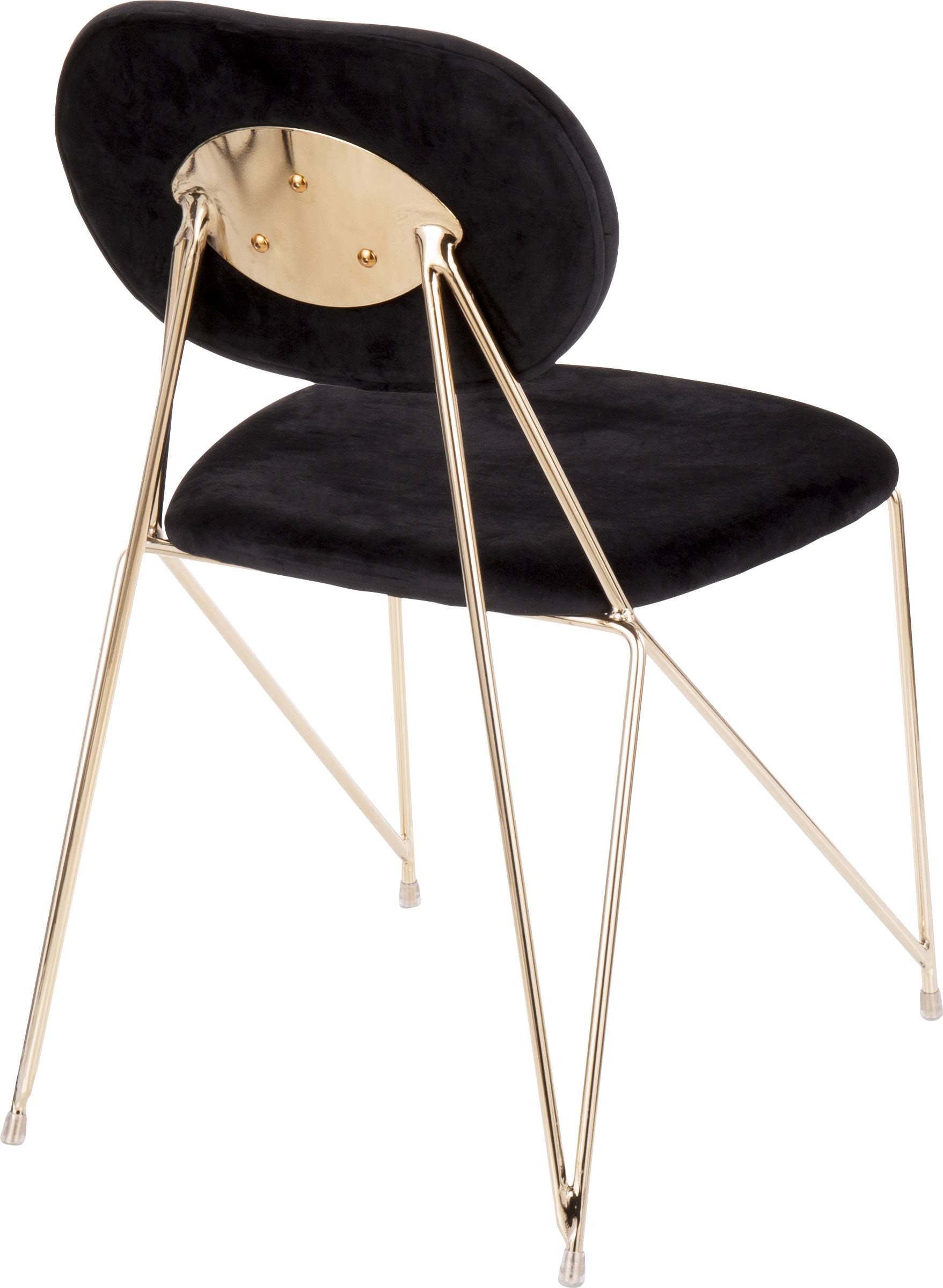 LumiSource Gwen Chair - Set of 2 - Gold Metal, Black Velvet