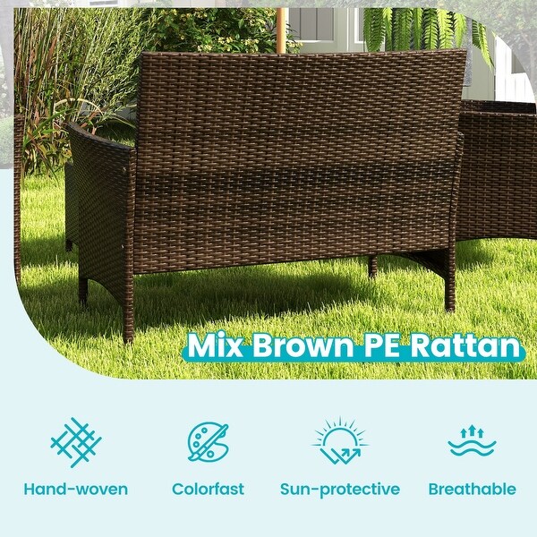 Costway 4 PCS Patio Furniture Set with Washable Cushions and Tempered