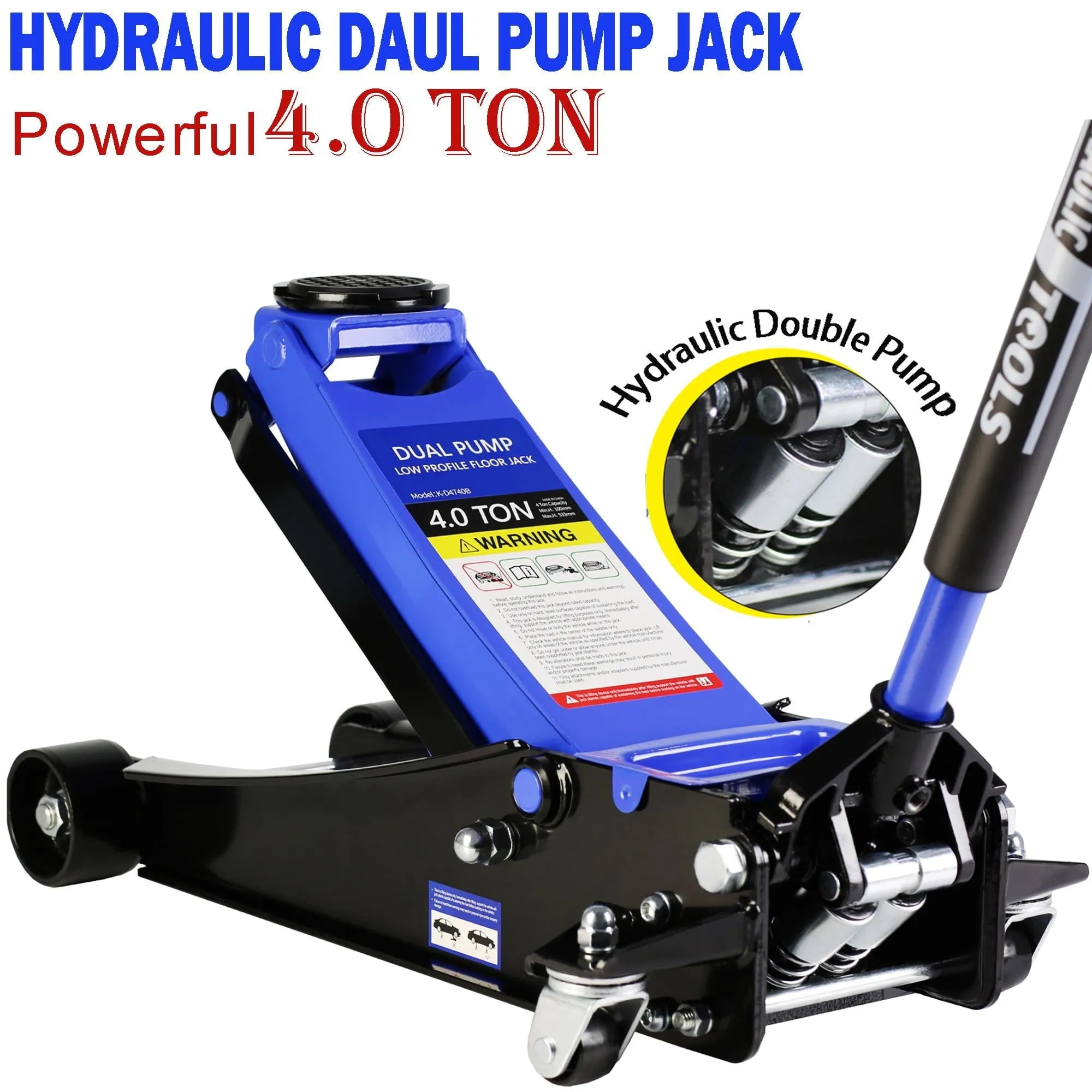 2026 4-Ton Floor Jack, Low Profile Car Jack, Heavy-Duty Trolley Jack Car Lift with Dual Pump Pistons, Lifting Range 4
