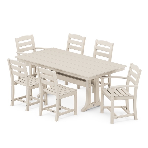 POLYWOOD La Casa Caf�� 7Piece Farmhouse Trestle Dining Set
