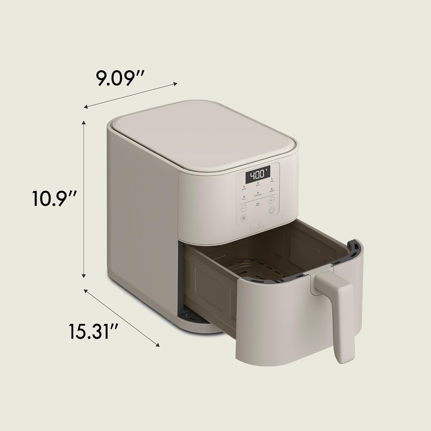 6QT Slim Air Fryer, Space-Saving Design, Ceramic Nonstick Coating, 6 Cooking Presets