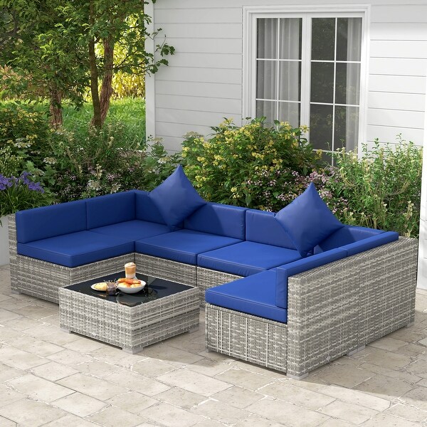 Siara 7piece Rattan Wicker Sectional Patio Set by Havenside Home