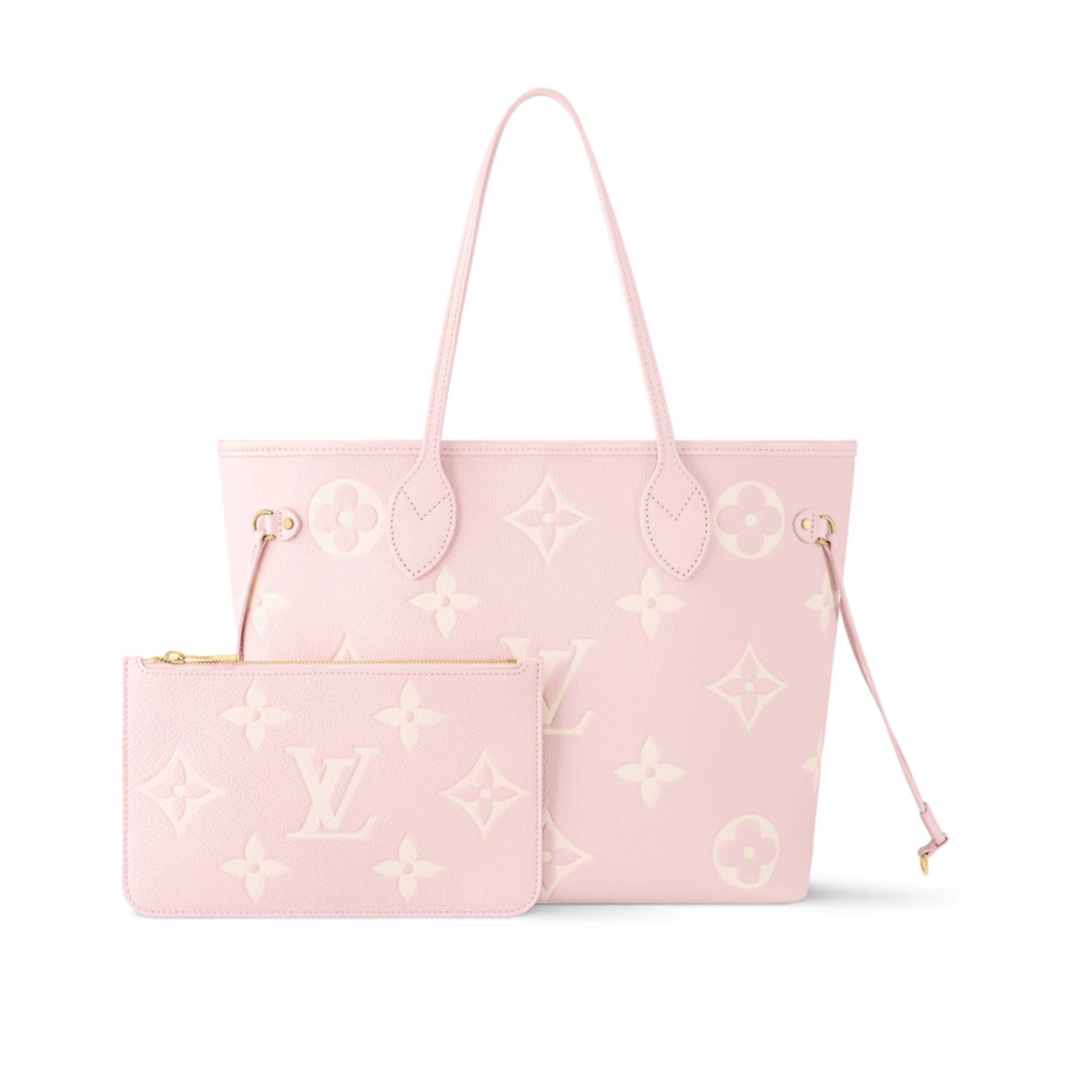 Louis Vuitton Neverfull MM Tote Bag Monogram Empreinte Pink/Quartz Pink/Beige 31cm M14210