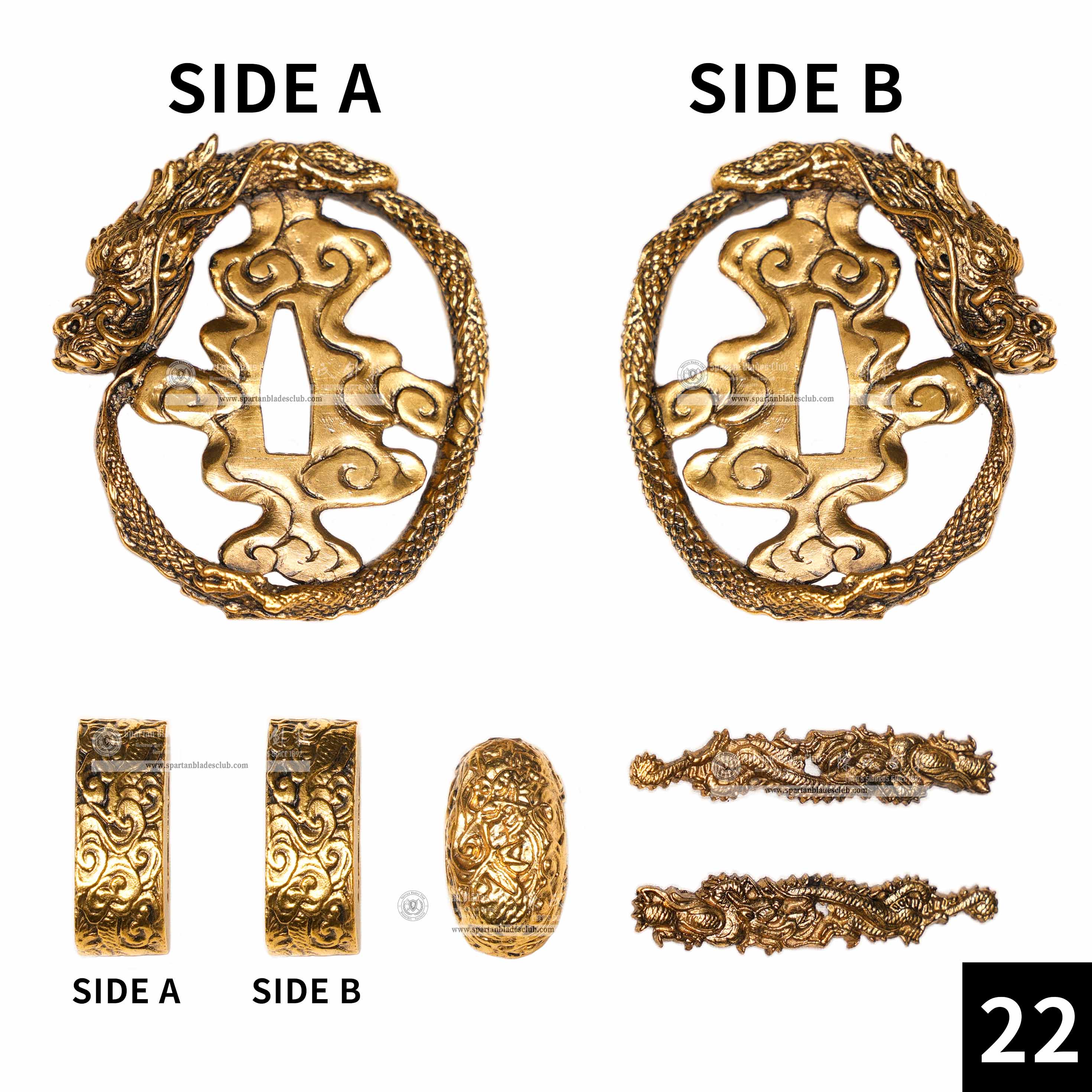 Custom Your Katana | Loong（Chinese Dragon） | Complete Set Fittings (Brass Gilded) | Spartan Blades Club | CHEN'S SWORDS 1892 - Spartan Blades Club - 陳氏劍莊1892