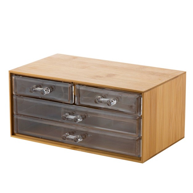 Simplify 3 Tier 4 Drawer Bamboo Cosmetic Organizer