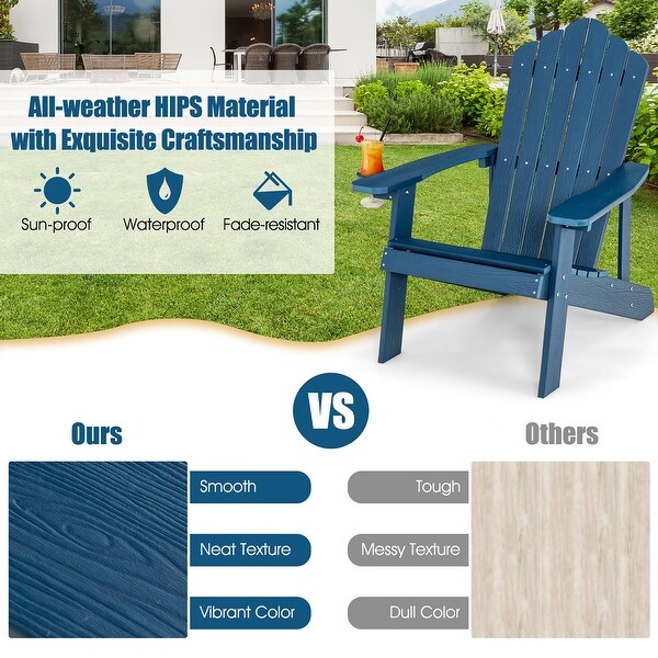 Costway Patio HIPS Adirondack Chair with Cup Holder Weather Resistant