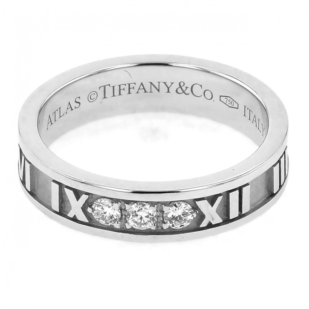 Tiffany & Co. Atlas 3PD Diamond Ring 18K White Gold