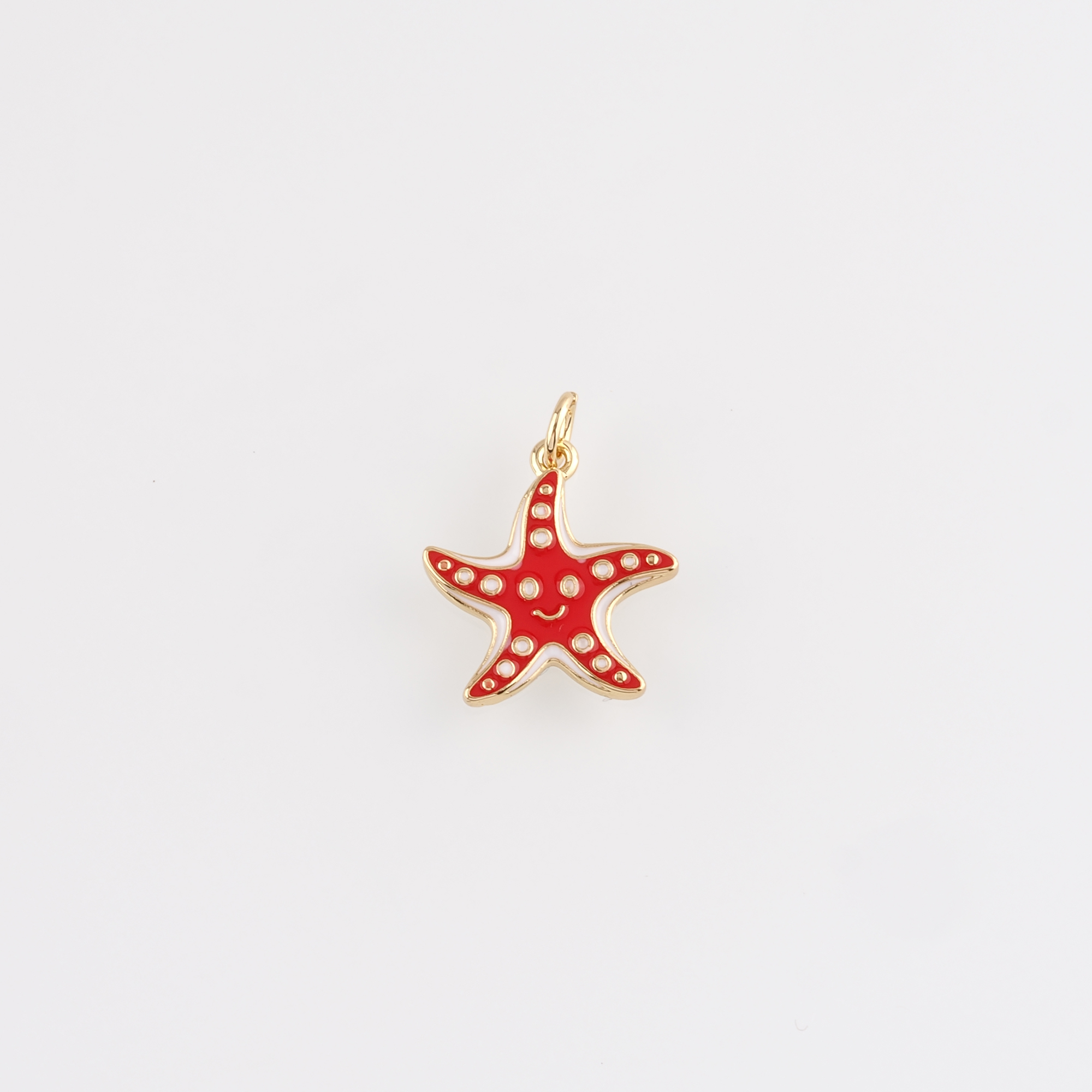 18K Gold Filled Starfish Pendant,Enamel Starfish Charm Earrings Necklace for DIY Jewelry Making Supply