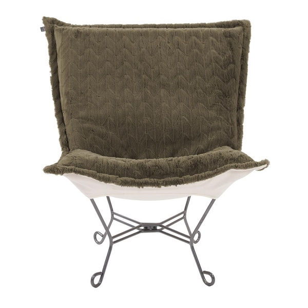 Allan Andrews Scroll Puff Chair with Titanium Frame,Angora Collection