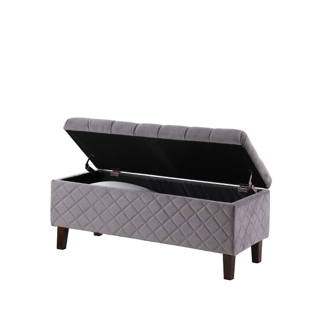 Quilted Tufted Storage Ottoman Gray Ore International