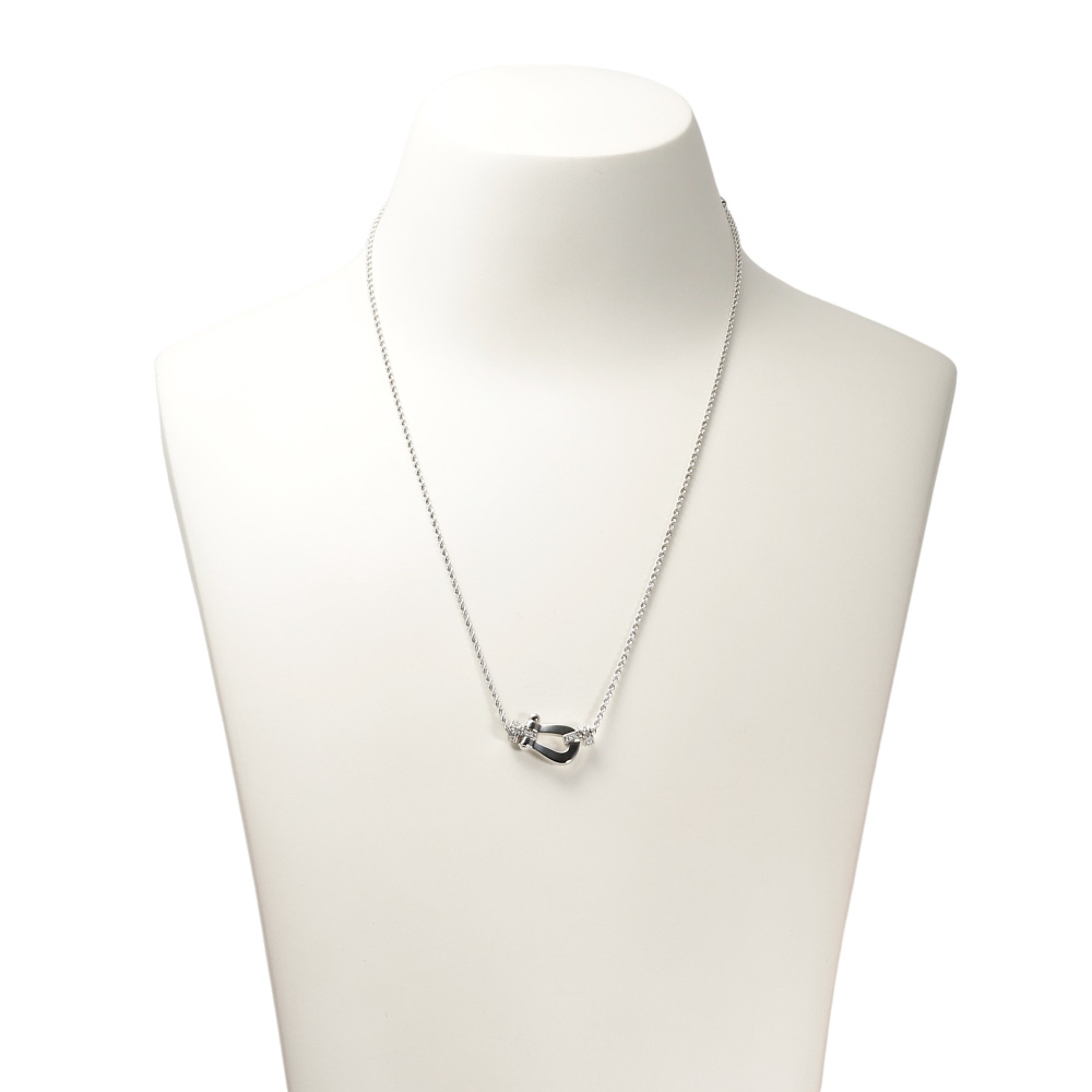 FRED Force 10 Mm Half Diamond Necklace 18K White Gold 7B0238