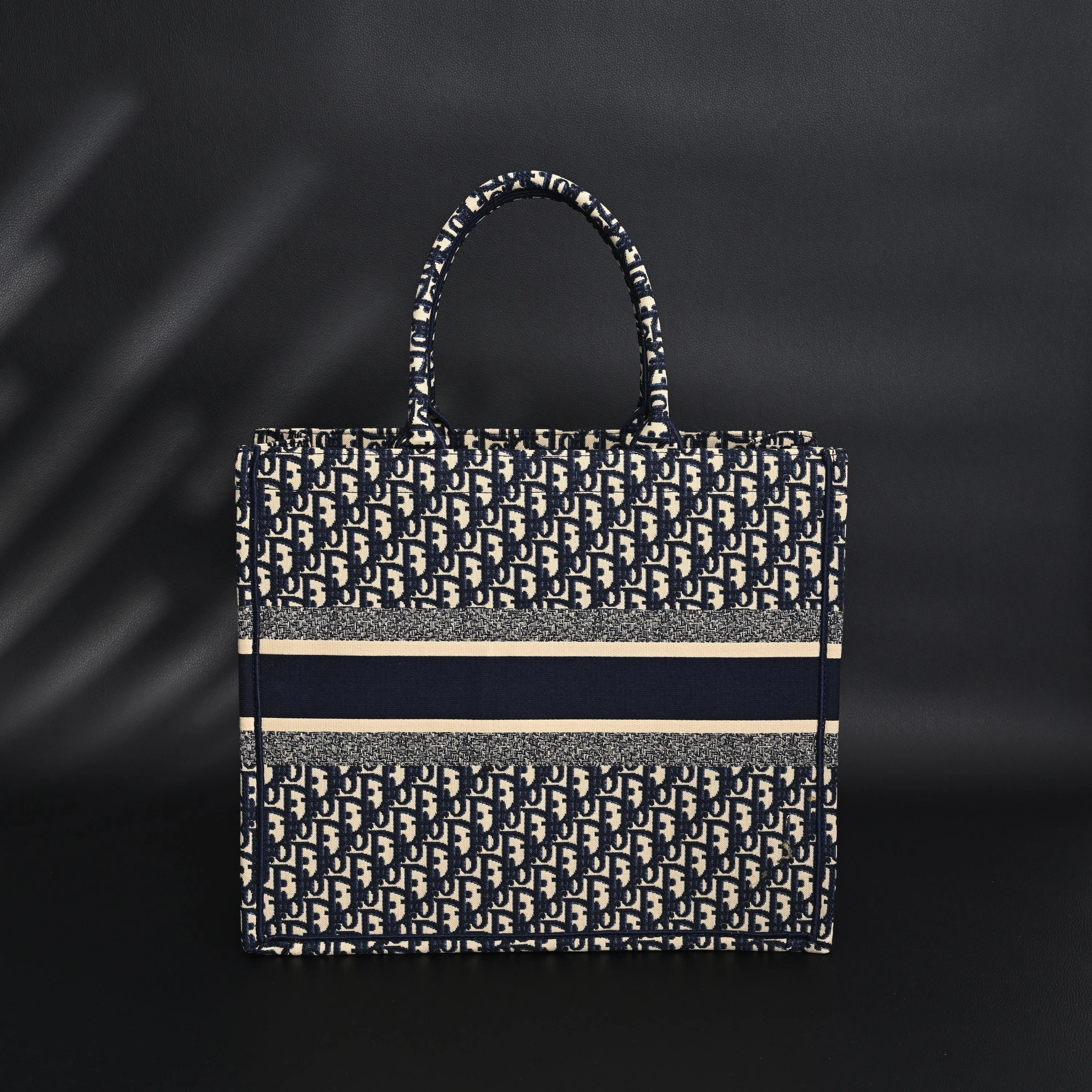 Christian Dior Large Book Tote – Blue Oblique Embroidery
